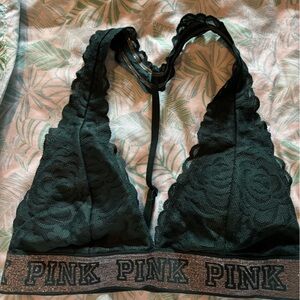 PINK Victoria's Secret Dark Green Lace Bralette